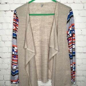 MISSLOOK Women's Aztec Long Sleeve Open Front Lightweight Cardigan Size XL